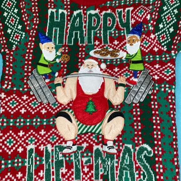 BLIZZARD BAY 3D ugly Christmas sweater Santa bodybuilder long sleeve size M - Picture 3 of 9